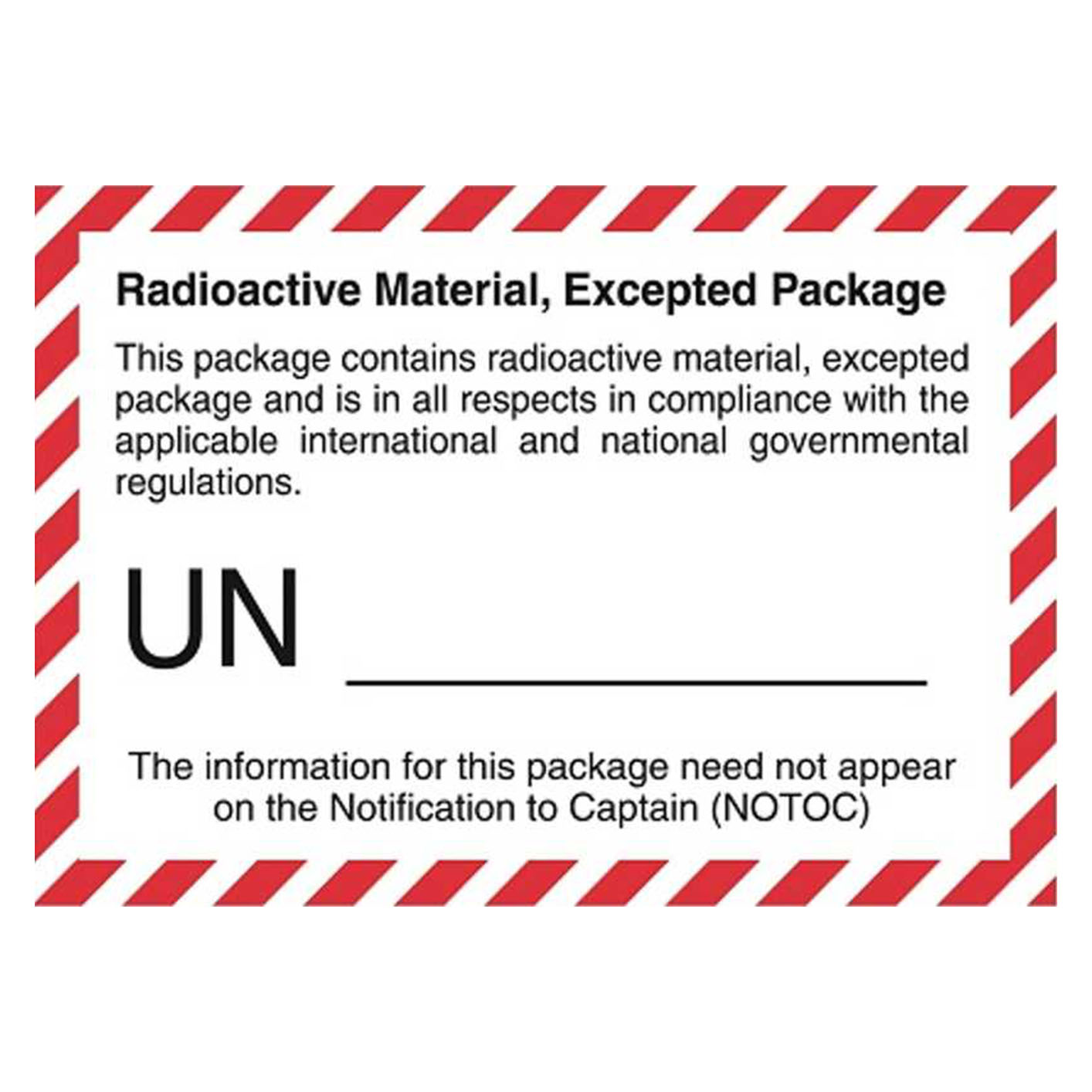 Radioactive Material Excepted Package                                           