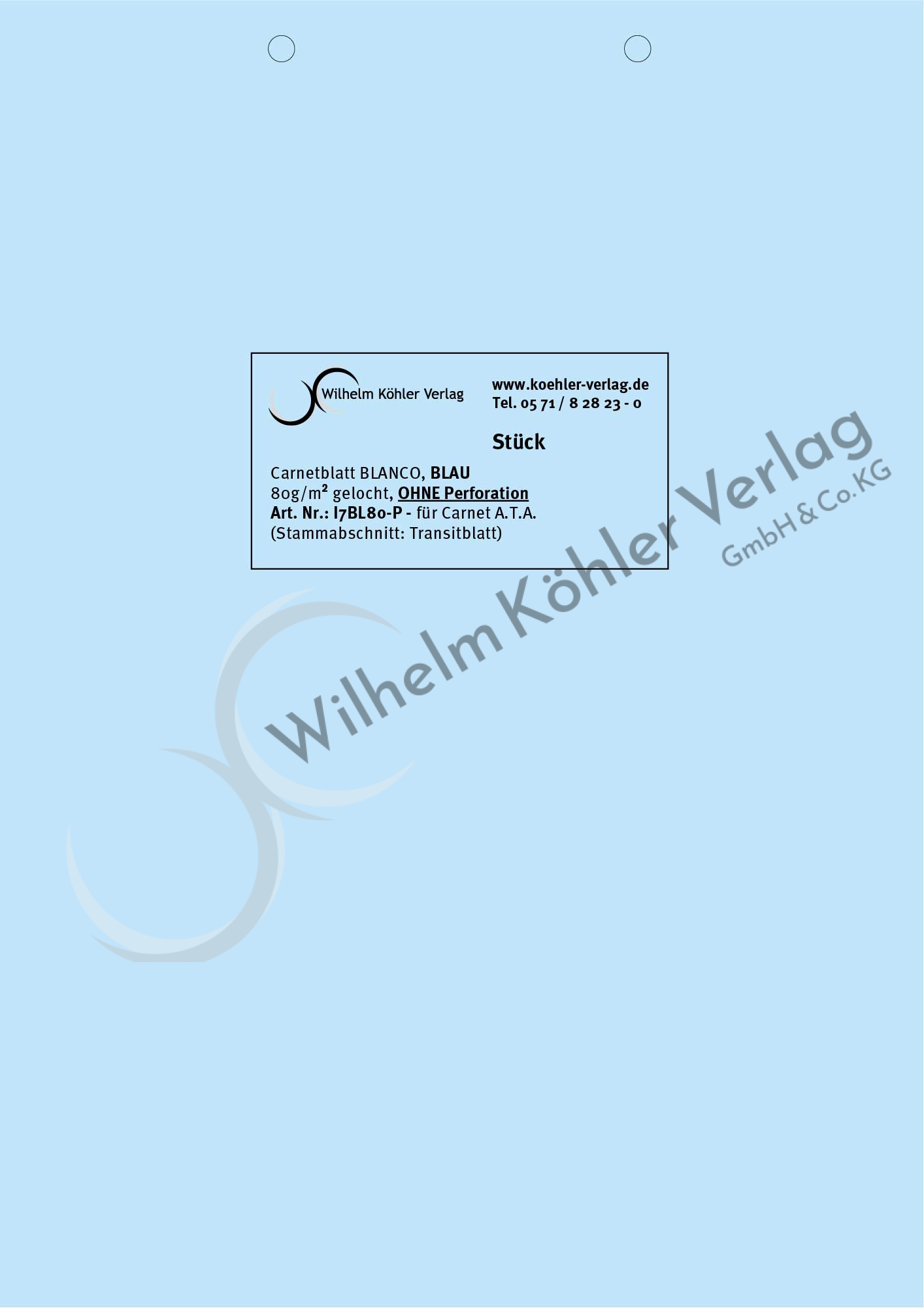 Carnetblatt BLANCO, blau                                                        