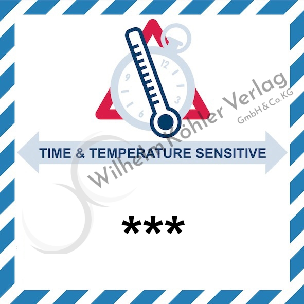 "Time & Temperature Sensitive" mit Eindruck Temperaturbereich                   