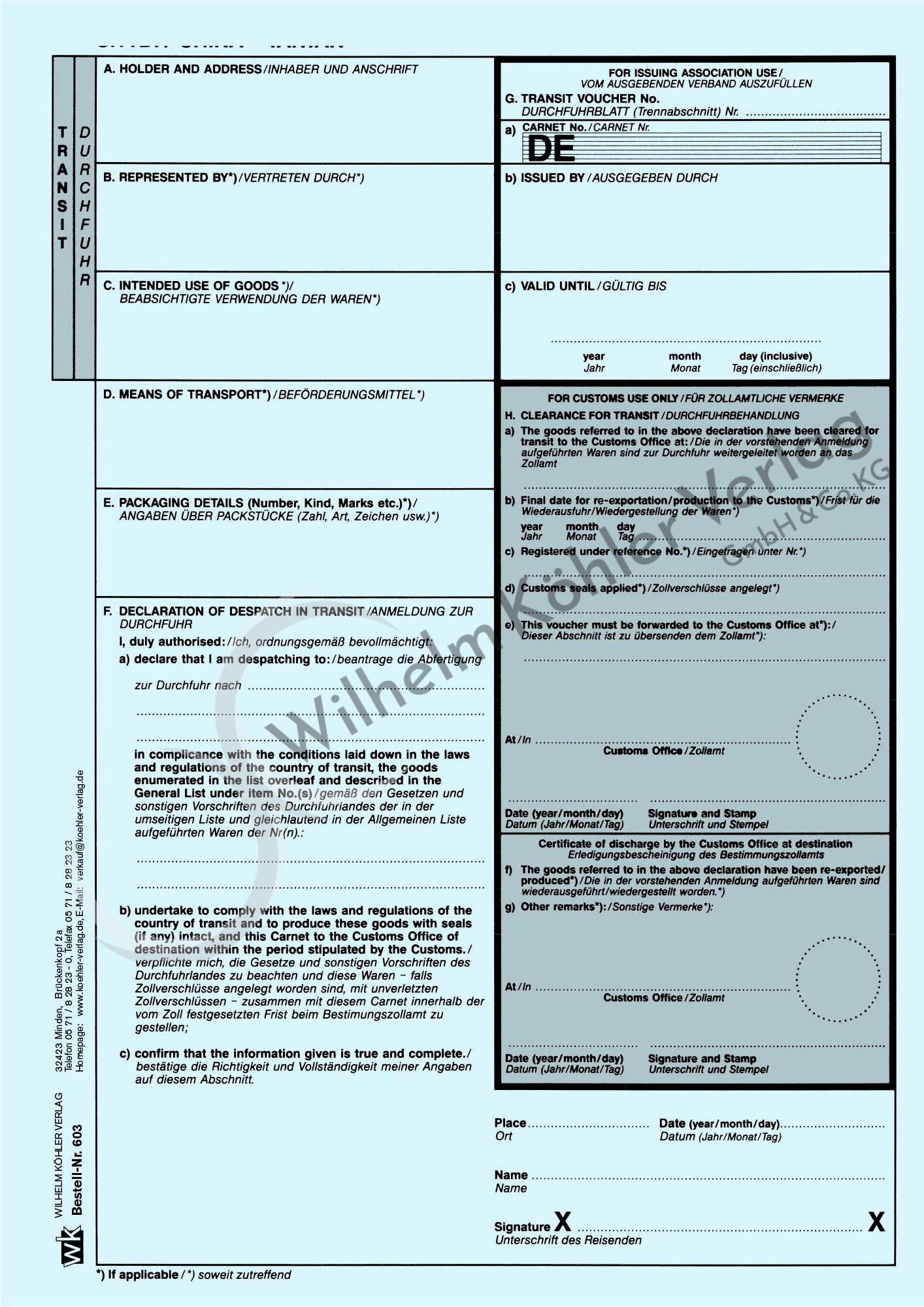 6036  Transitblatt (blau)                                                       