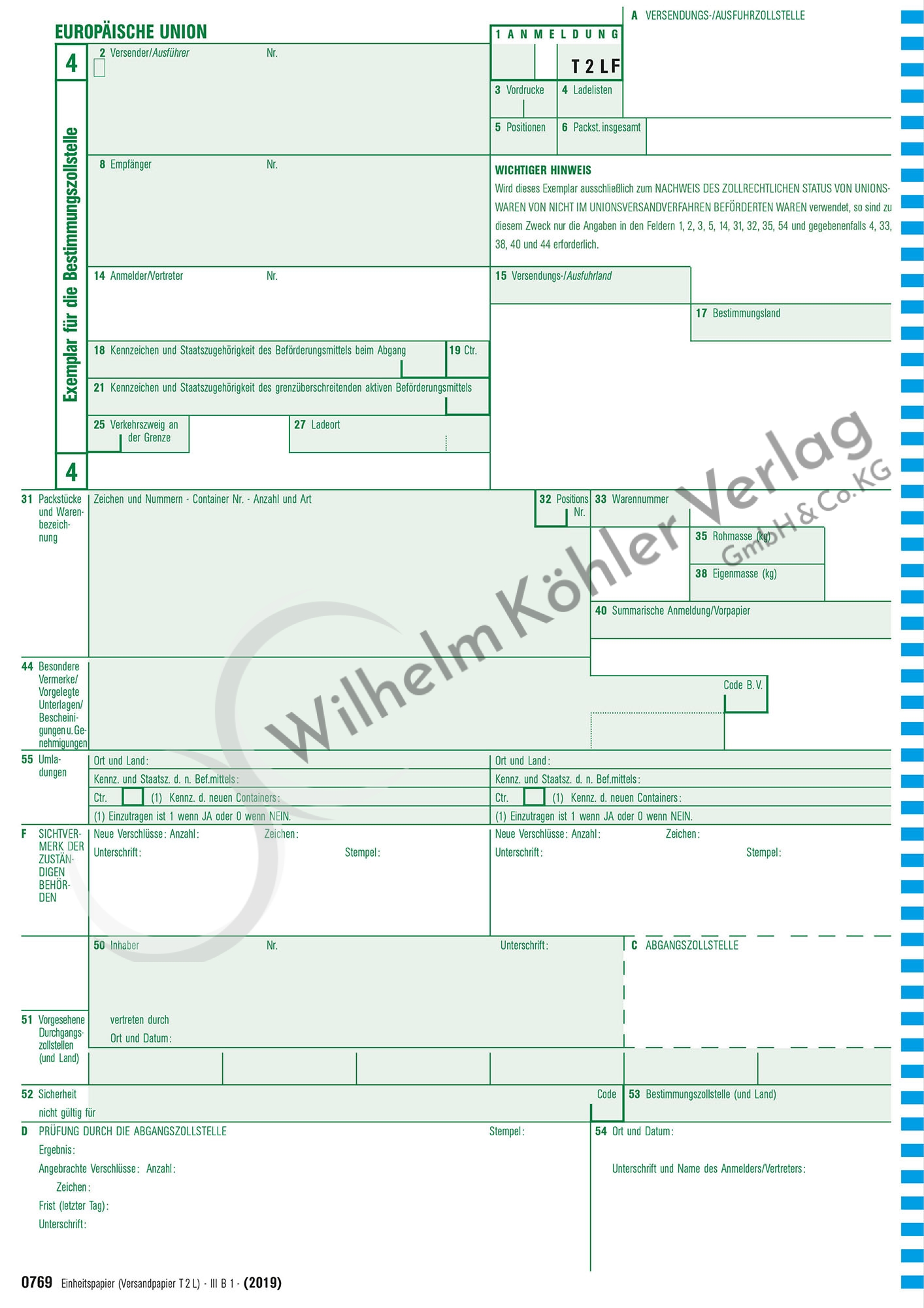 0769F T2LF= Ex.4 für kanarische Inseln                                          