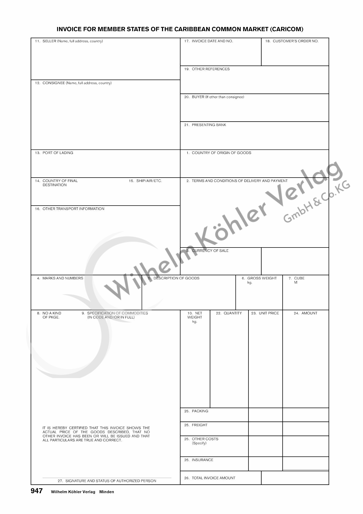 947   Caricom Invoice                                                           